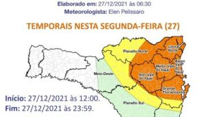 Defesa Civil emite alerta de temporais para Jaraguá do Sul e região