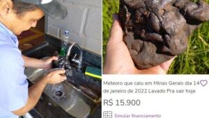 'Meteoro' que caiu em Minas Gerais é lavado com detergente e colocado a venda