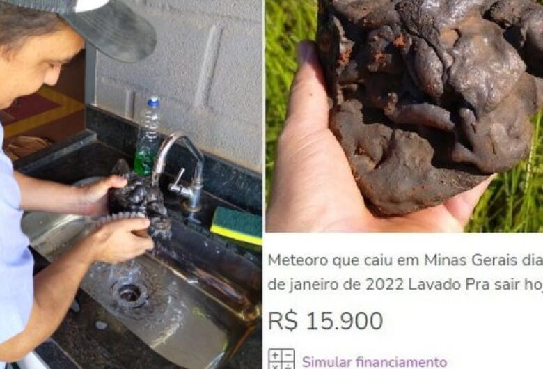 'Meteoro' que caiu em Minas Gerais é lavado com detergente e colocado a venda