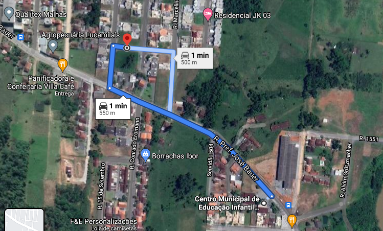 CMEI em Três Rios do Sul terá sede própria - Crédito: Google Maps