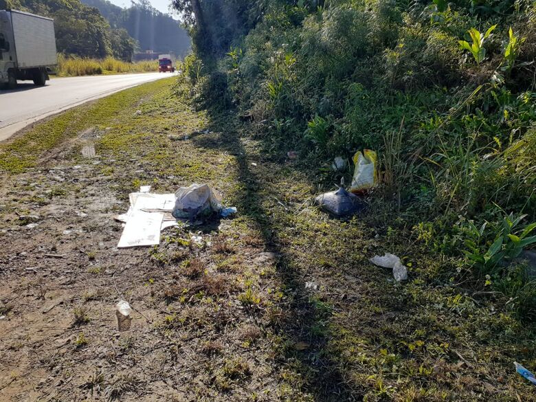 Mutirão recolhe quase uma tonelada de lixo nas margens da BR 280 em Corupá  - Crédito: Divulgação 