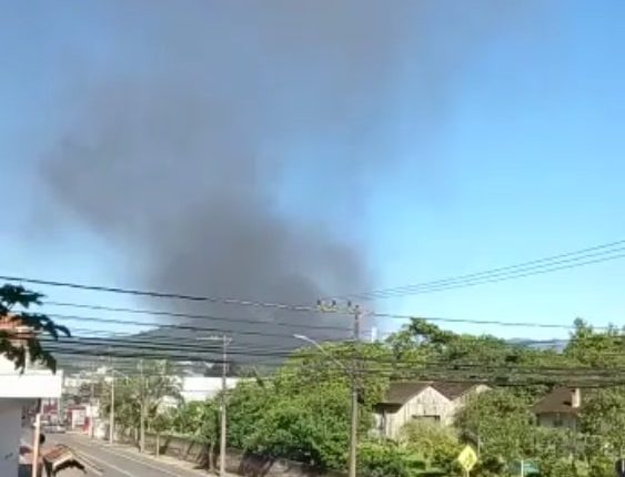 Incêndio destrói empresa de estofaria em Jaraguá - Crédito: Divulgação Redes Sociais 