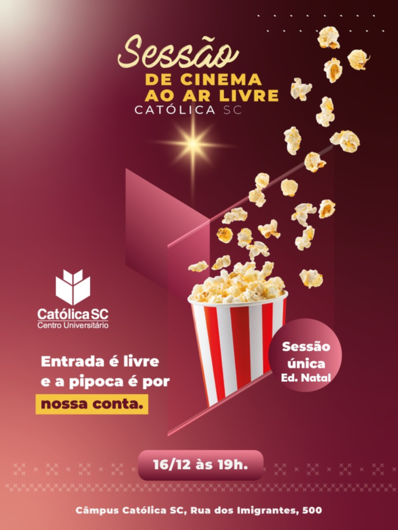 Quinta tem sessão de cinema ao ar livre na Católica SC - Crédito: Divulgação 