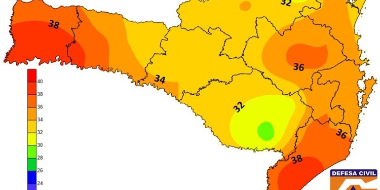  Defesa Civil de Santa Catarina emitiu nesta quinta-feira (13) um aviso meteorológico para nível de Atenção devido ao calor intenso que deve atingir o estado durante os próximos dias.  A onda de calor atuará em Santa Catarina e vai persistir até o próximo - Crédito: Divulgação DC