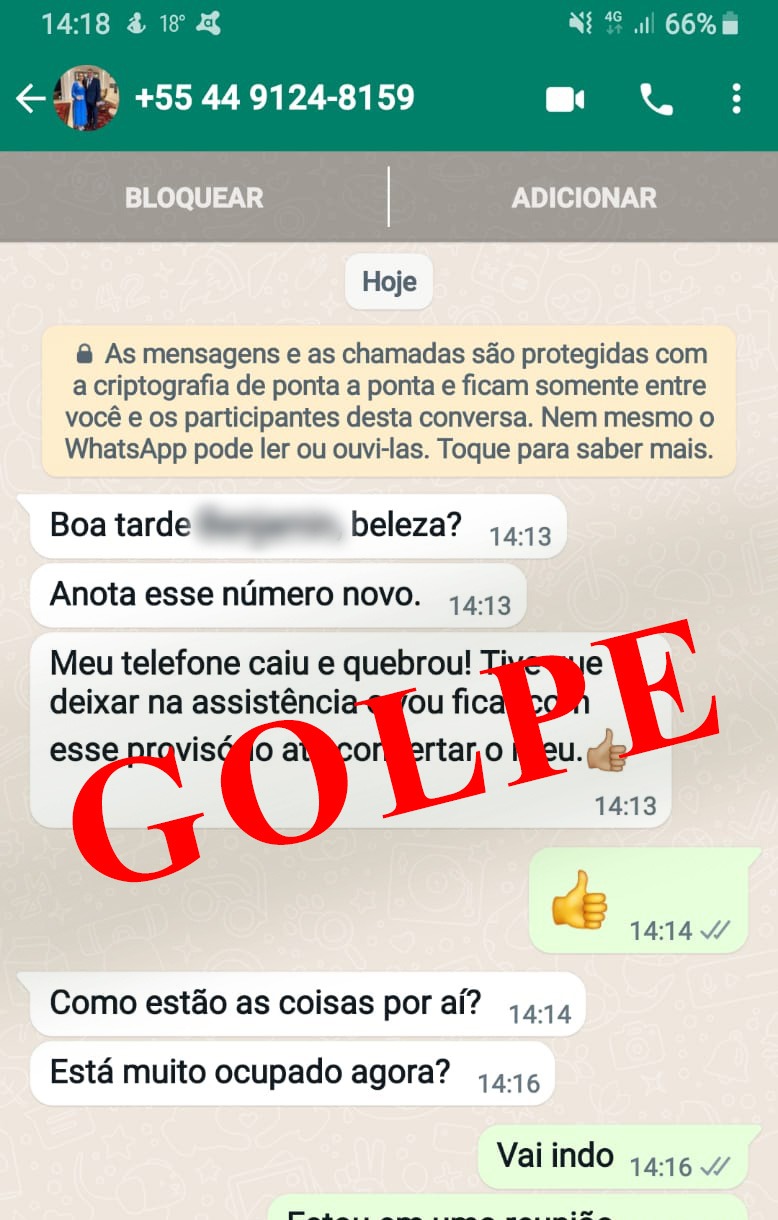 Golpista utiliza foto de ex-prefeito de Jaraguá do Sul para mandar mensagens - 